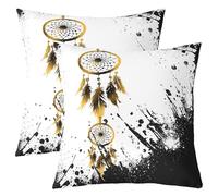 Homewish Housse de Coussin Lot de 2 40x40 Dream Catcher Housse Coussin Golden Chic Dream Chaser Taie d'oreiller Luxe Taie Oreiller Art Abstrait du Graffiti,Or Noir et Blanc