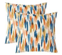 Homewish Housse de Coussin Lot de 2 Abstract Housse Coussin 40x40 Aquarelle Taie d'oreiller Enfants Hommes Femmes Raibow Bohémien Ombre Encre Splash Orange Rouge Taie Oreiller Doux Confortable