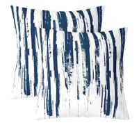 Homewish Housse de Coussin Lot de 2 Bleu Marin 45x45 Taie d'oreiller Rayures Géométriques Rayées Abstrait Housse Coussin Femmes Hommes Art Moderne Esthétique Taie Oreiller Aquarelle Encre Graffiti