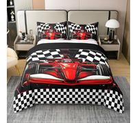 Homewish Kart Coton Housse de Couette 140x200,Voiture de Course Douce Enfant Fille Parure de Lit,Chambre Cool Board Imprimer Literie Set,Bleu Noir Extreme Sports Couvre Lit