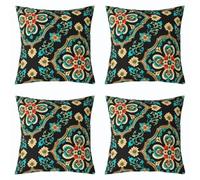Homewish Lot de 2 Decorative Housse de Coussin 45x45 Vert Fleurieux Rétro | Taie Oreiller Bohème Couleuré Fleur Housse d'oreiller Vintage Damas -