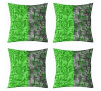 Homewish Lot de 2 Decorative Housse de Coussin 50x50 Pixel Grille Mineurs | Housse d'oreiller Tartan Géométrique Jeux Vidéo Taie Oreiller Vert Gris Damier Patchworkered -