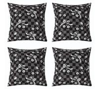 Homewish Lot de 2 Decorative Housse de Coussin 50x50 Y2K Chanceux 8 Boulee | Housse d'oreiller Coquette Cerise Nœud Taie Oreiller Noir Marron Plaid À Échecs -