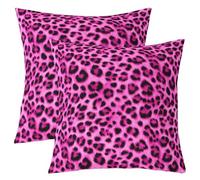 Homewish Lot de 2 Decorative Housse de Coussin 55x55 Imprimé Léopard