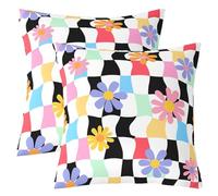 Homewish Lot de 2 Decorative Housse de Coussin 55x55 Tartan Vichy Aquarelle