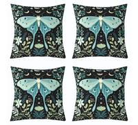 Homewish Lot de 2 Housse Canape 50x50 Bleu Sarcelle Papillon de Nuit | Décoratif Taie Oreiller Boho Saint-Valentin Housse d'oreiller Noir Ciel Étoilé Galaxie -