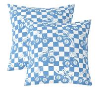 Homewish Lot de 2 Housse Coussin Canape 45x45 Bleu Allezy Nœud | Décoratif Taie d'oreiller Y2K Tendance Chanceux 8 Boulee Housse d'oreiller Mode Damier Géométrique -