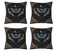 Homewish Lot de 2 Housse Coussin Canape 45x45 Papillon de Nuit De La Mort | Décoratif Taie d'oreiller Boho Papillon Bleu Housse d'oreiller Animaux Exotique Gothique -