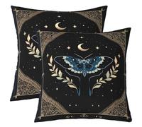 Homewish Lot de 2 Housse Coussin Canape 45x45 Papillon de Nuit De La Mort | Décoratif Taie d'oreiller Boho Papillon Bleu Housse d'oreiller Animaux Exotique Gothique -