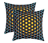 Homewish Lot de 2 Housse de Coussin 40x40 Décoratif Géométrique en Nid d'abeille, Housse d'oreiller Jaune Noir Housse d'oreiller 3D Abstraite en Nid d'abeille, Coussin Décoratifs Moderne