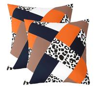 Homewish Lot de 2 Housse de Coussin 40x40 Guépard Abstrait Taie d'oreiller Imprimé Léopard Géométrique Housse d'oreiller Ceinture Patchwork Safari Africain Taie Oreiller