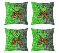 Homewish Lot de 2 Housse de Coussin 40x40 Pixélisé Mineurs | Taie Oreiller Canapé Salon Plaid Lettre Initiauxe X Housse d'oreiller Mineur Jeux Vidéo -