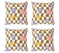 Homewish Lot de 2 Housse de Coussin 40x40 Tartan Vichy Marron Chaud