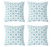 Homewish Lot de 2 Housse de Coussin 45x45 Bleu Ciel À Voiturereaux | Housse d'oreiller Canapé Salon Coquette Grille Damier Taie Oreiller Féminin Cœur Nœud -