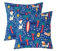 Homewish Lot de 2 Housse de Coussin 55x55 Beach | Taie Oreiller Canapé Salon surfing surfboard Housse d'oreiller summer swimming -
