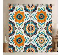 Homewish Lot de 2 Rideau Occultant 117x137cm Hommedala Fleurieux | Rideaux Voilage Fenetre Vintage Damas pour Chambre SalonCouleuré Abstrait Fleur -