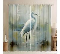 Homewish Lot de 2 Rideau Occultant 140x245cm Grand Héron Blanc