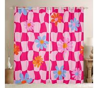 Homewish Lot de 2 Rideau Occultant 140x245cm Tartan Vichy Magenta Rose