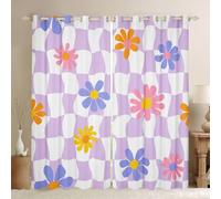 Homewish Lot de 2 Rideau Occultant 140x260cm Tartan Vichy Lavande