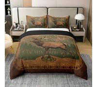 Homewish Moose Coton Parure de Lit,Cerf Sauvage Housse de Couette,Flèche Tribale Ethnique Sud Ouest Literie Set 200x200,Rustique Exotique Nordique Linge de Lit,Western Country Linge de Lit