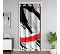 Homewish Noir Gris Rouge Rideau de Portes pour Porte 106x203 Brush Strokes Oil Painting Rideau Occultant,Gradient Abstract Vintage Rideau de Porte Ombre Graffiti Contemporary Modern Rideau Occultant