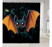 Homewish Rideau de Douche Enfant Chauve-Souris d'halloween, Rideau de Bain 180x180cm Joyeux Halloween pour Garçons Filles, Rideau de Baignoire Effrayant, Rideau Salle de Bain Chauve-Souris