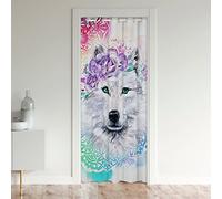Homewish Rideau de Porte 106x203 cm, Lotus Tie Dye pour Fenêtre, D'Obscurcissement Safari Animal, Placard Oeil Vert Mandala Fleur Exotique Marbre