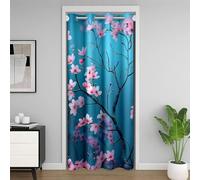 Homewish Rideau de Porte 86x203 Fleur de Prune Rideau Occultant Floral Rideaux Porte Enfants Hommes Femmes Branches Esthétique Chinois Rose Marron Rideaux de Placard