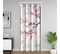 Homewish Rideau de Porte 86x203 Parrain D'Oiseau Rideau Occultant Fleurs Rideaux Porte Enfants Filles Femmes Peinture À Encre Hirondeur Noir Rose Blanc Rideaux de Placard