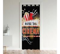 Homewish Rideau de Porte de Cinéma 86x203cm, Rideau Occultant Popcorn, Rideau de Placard de Cinéma Vintage, Bande de Film Soirée Cinéma pour Chambre, Traitement de Fenêtre Ticket, Rouge Noir