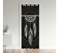Homewish Rideau de Porte d'entrée Attrape-Rêves 86x203 cm, Plumes Boho, Occultant Mandala, Géométrique Flèche Aztec, Noir et Blanc, 1 Panneau