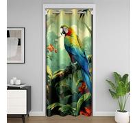 Homewish Rideau de Porte Enfant Perroquet 3D Rideau Occultant 106x203 Oiseaux Arc-en-Ciel, Rideau Porte Entrée Palmier Vert Rideau de Porte Interieur Animaux de Compagnie Décoration de Chambre