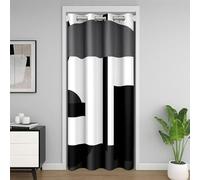 Homewish Rideau de Porte Géométrique 106x203cm pour Enfat Ado, Rideau Occultant Semi-Circulaire, Rideau de Placard Rectangulaire pour Femme Homme, Noir Blanc Gris, Décoration Murale de La Pièce