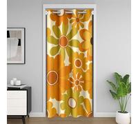 Homewish Rideau de Porte Groovy Daisy 86x203 cm, D'Entrée Hippie Vintage Fleurs pour Filles Femmes, Occultant Floral, Traitement de Fenêtre de Jardin, Orange Jaune Vert