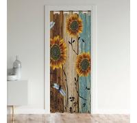 Homewish Rideau de Porte Interieur Cabane Rustique 132x203 cm, Rideau Occultant Rideaux Libellule Tournesol pour Filles Femmes, Rideau de Porte D'Entrée Nature Pastorale Farmhouse, 1 Panneau
