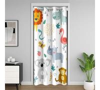 Homewish Rideau de Porte Koala 106x203 cm, Occultant Animal de Dessin Animé pour Enfant, Arc-en-Ciel Fleurs Papillons Kawaii, Traitement de Fenêtre Faune Flore Colorée