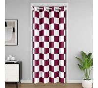 Homewish Rideau de Porte Motif À Carreaux Bourgogne Rideau Occultant 86x203 Blanc Rouge Plaid Rideaux Porte Grille À Carreaux Enfants Adultes Esthétique Géométrique Décor de Chambre