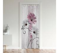 Homewish Rideau de Porte Peinture l'huile pour Enfants Adultes, Rideau Occultant Marguerite Rose 86x203 cm, Rideau de Porte Aquarelle Grunge pour L'Intimité, Rideau de Placard Fleurs Ferme