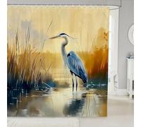 Homewish Rideau Douche 180x210cm Héron Aquarelle