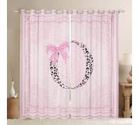 Homewish Rideau Occultant 117x137 cm Nœud Papillon Rose Girly Rideau Initiale O Léopard Coquet Rideaux Voilage Bows Ruban Imprimé Animal Élégant Voilage Fenetre Bows Floral Simple Élégant