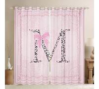 Homewish Rideau Occultant 117x183 cm Nœud Papillon Rose Girly Rideau Initiale M Léopard Coquet Rideaux Voilage Bows Ruban Imprimé Animal Élégant Voilage Fenetre Bows Floral Simple Élégant