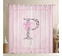 Homewish Rideau Occultant 117x183 cm Nœud Papillon Rose Girly Rideau Initiale P Léopard Coquet Rideaux Voilage Bows Ruban Imprimé Animal Élégant Voilage Fenetre Bows Floral Simple Élégant