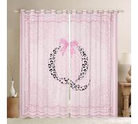 Homewish Rideau Occultant 140x245 cm Nœud Papillon Rose Girly Rideau Initiale Q Léopard Coquet Rideaux Voilage Bows Ruban Imprimé Animal Élégant Voilage Fenetre Bows Floral Simple Élégant
