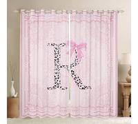 Homewish Rideau Occultant 140x245 cm Nœud Papillon Rose Girly Rideau Initiale R Léopard Coquet Rideaux Voilage Bows Ruban Imprimé Animal Élégant Voilage Fenetre Bows Floral Simple Élégant
