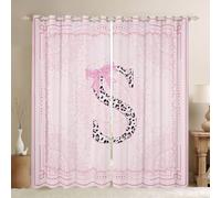 Homewish Rideau Occultant 140x245 cm Nœud Papillon Rose Girly Rideau Initiale S Léopard Coquet Rideaux Voilage Bows Ruban Imprimé Animal Élégant Voilage Fenetre Bows Floral Simple Élégant