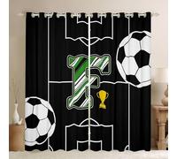 Homewish Rideau Occultant 140x260 cm Football Personnalisé Rideau Initiale Personnalisée f Rideaux Voilage imprimé Football 3D Voilage Fenetre Match de Football américain pour Chambre Salon