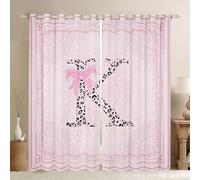 Homewish Rideau Occultant 140x260 cm Nœud Papillon Rose Girly Rideau Initiale K Léopard Coquet Rideaux Voilage Bows Ruban Imprimé Animal Élégant Voilage Fenetre Bows Floral Simple Élégant