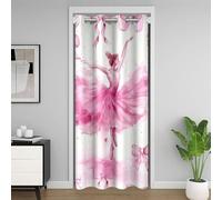 Homewish Rideau Occultant Danseuse Rideau de Porte 106x203 Noeud Papillon Rideaux Porte Amour Gymnastique Rideaux de Placard Ballet Féminin Princesse Rose Décor de Chambre Blanc Rose