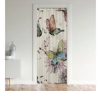 Homewish Rideau Occultant Papillon 106x203 cm, Rideau de Porte Aquarelle Fleuri pour Chambre À Coucher Salon et Placard, Rideau de Porte Floral Papillon Coloré, Rideau de Porte Vintage Grunge