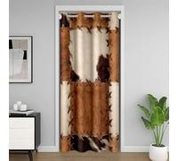 Homewish Rideaux de Porte Peau de Vache, pour Porte Fenêtre Chambre, Rideaux Thermiques Isolés en Peau de Vache Patchwork, Rideau Occultant Taches de Vache, Marron Blanc, 150x203 cm